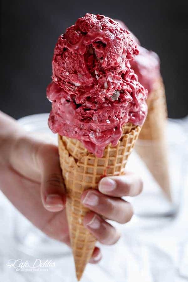 Red Velvet Cookie Dough Fro-Yo with Vanilla Bean Swirl Perfection